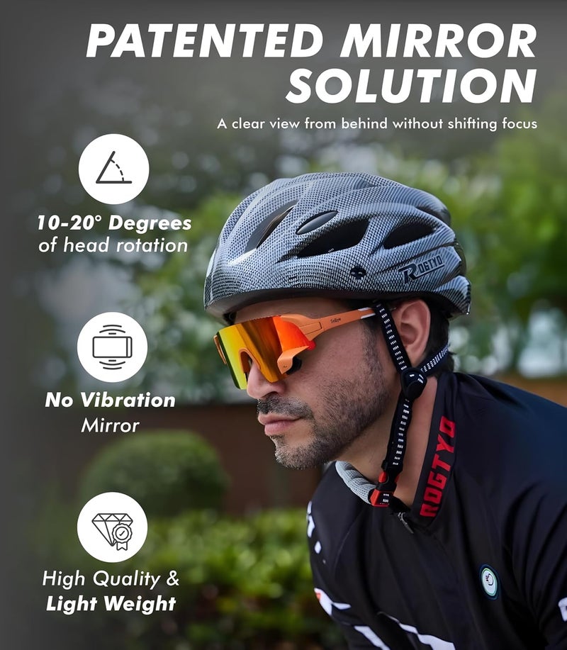 TriEye Store Cycling Glasses with Rear-view Mirror - Sports Sunglasses for Men & Women - UV-400 Protection - Image 2